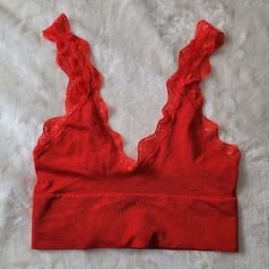 Urban Outfitters red lace crop top